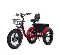 NOMIGO Electric Tricycle for Adults, Foldable E-Trike with 48V 15Ah Removable Battery, Up to 60-80 KM PAS Range, 20" Fat Tyres, 7-Speed, Large Rear Carrier Red