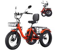 NOMIGO Folding Electric Tricycle for Adults, 48V 15.6Ah Removable Battery, Up to 90 km PAS Range, 20 x 4.0 Fat Tyres, Hydraulic Brakes, 7-Speed E-Trike Orange
