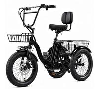 NOMIGO Folding Electric Tricycle for Adults & Seniors - 50-70km Range 3-Wheel E-Bike, Removable 48V Battery, Step-Through Frame, Fat Tyres & Basket for Shopping & Errands Black