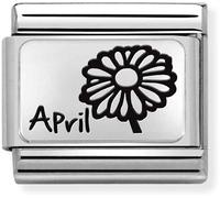 Nomination April Flower Plate Silver Shine Charm