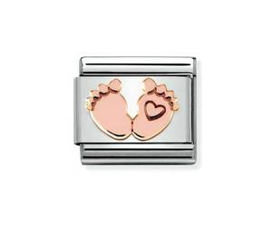 Nomination Baby Feet with Heart Rose Gold Charm