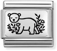 Nomination Bear With Flowers Charm - Stainless Steel