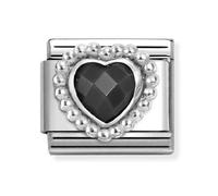 Nomination Black CZ Heart with Beaded Dot Trim Silver Shine Charm