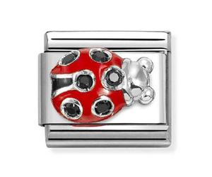 Nomination Black CZ Ladybird Silver Shine Charm