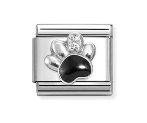 Nomination Black & CZ Paw Print Silver Shine Charm