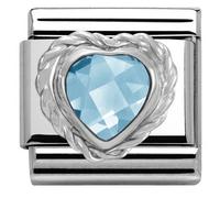 Nomination Light Blue Heart with Trim Silver Shine