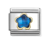 Nomination Blue CZ Flower Yellow Gold Charm