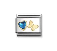 Nomination Classic Blue Cubic Zirconia Heart Gold Butterfly Charm 030613/16
