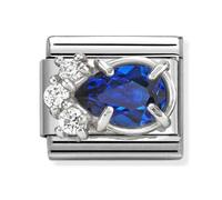 Nomination Blue Pear Drop with White Round CZ Stones Silver Shine Charm