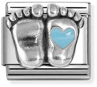 Nomination CLASSIC Silvershine Silver Blue Heart Baby Feet Charm 330204/30