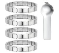 Nomination Bracelets, 4-Piece Interlocking Square Bracelet Set with Removal Tool, Italian Charm Bracelet for Stylish Accessories, 17.5 x 0.9 cm, Steel Color