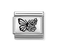 Nomination CLASSIC Composable Plates Butterfly with Flowers Charm 330111/22