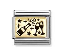 Nomination Champagne Glasses Yellow Gold Charm