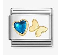 Nomination Classic Blue Cubic Zirconia Heart Gold Butterfly Charm 030613/16