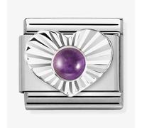 Nomination Silver Amethyst Heart Charm