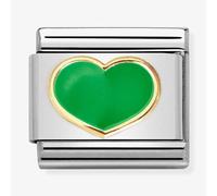 Nomination Green Heart Yellow Gold Charm