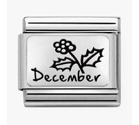 Nomination December Flower Plate Silver Shine Charm