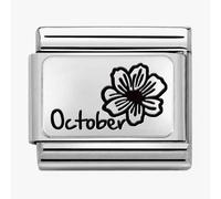 Nomination October Flower Plate Silver Shine Charm