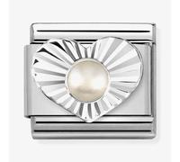 Nomination Silver White Pearl Heart Charm