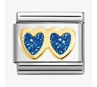 Nomination Double Blue Glitter Heart Charm