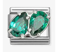 Nomination Silver Green CZ Double Drop Charm