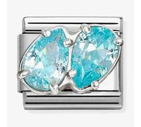 Nomination Light Blue Twin CZ Pear Drop Silver Shine Charm