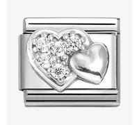 Nomination CLASSIC Double Silver Pave & Raised Heart Charm 330304/47