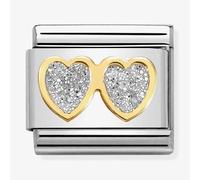 Nomination Double Hearts Glitter Charm