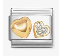 Nomination Gold Raised Heart and Glitter Heart Charm
