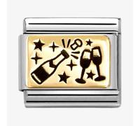 Nomination CLASSIC Gold & Black Champagne Bottle And Glasses Charm 030166/61