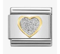 Nomination Silver Glitter Heart Yellow Gold