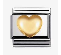 Nomination CLASSIC Gold Love Raised Heart Charm & 17 Link Base Bracelet 030116/01 & 030001/SI/008