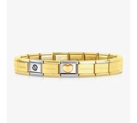 Nomination CLASSIC Gold Love Raised Heart Charm & 17 Link Base Bracelet 030116/01 & 030001/SI/008