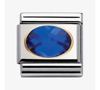 Nomination CLASSIC Gold Oval Faceted Cubic Zirconia Dark Blue Charm 030601/007