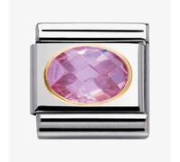 Nomination CLASSIC Gold Oval Faceted Cubic Zirconia Pink Charm 030601/003