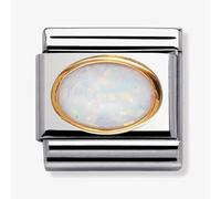Nomination CLASSIC Gold Oval Stones White Opal Charm 030502/07