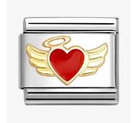 Nomination Red Angel Heart with Wings & Halo Yellow Gold Charm