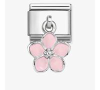 Nomination Hanging Pink Flower Silver Shine Charm