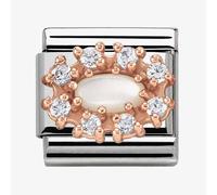 Nomination CLASSIC Rose Gold Cubic Zirconia and Pearl Traditional Cluster Charm 430308/12