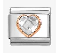 Nomination CLASSIC Rose Gold Cubic Zirconia Clear Heart Charm 430607/010