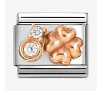 Nomination Rose Gold White Rounded Clover Charm