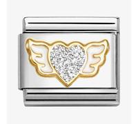 Nomination CLASSIC Silver Glitter Heart Angel Wings Charm 030220/23