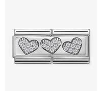 Nomination CLASSIC Silvershine Double Link 3 Hearts Charm 330732/02
