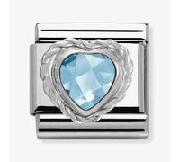 Nomination CLASSIC Silvershine Faceted Hearts Light Blue Cubic Zirconia Charm 330603/006