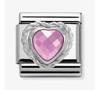 Nomination CLASSIC Silvershine Faceted Hearts Pink Cubic Zirconia Charm 330603/003
