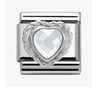 Nomination CLASSIC Silvershine Faceted Hearts White Cubic Zirconia Charm 330603/010