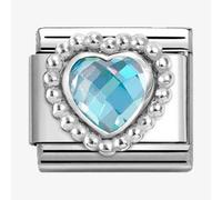 Nomination CLASSIC Silvershine Light Blue Cubic Zirconia Heart Beaded Setting Charm 330606/006