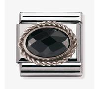 Nomination CLASSIC Silvershine Ornate Settings Oval Black Charm 330604/011