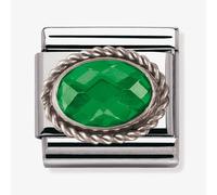 Nomination CLASSIC Silvershine Ornate Settings Oval Green Charm 330604/027