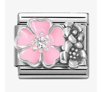 Nomination CLASSIC Silvershine Oxidised & Pink Enamel Flowers Charm 330325/02